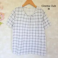 シネマクラブ カットソー【M】チェック 半袖 丸襟 ナチュラル