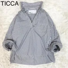 美品✨TICCA ティッカ ストライプ長袖シャツ スキッパー プルオーバーのサムネイル