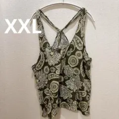 ノースリーブチュニック XXLサイズ ノースリーブ タンクトップ 総柄