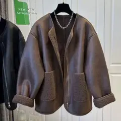 ブラウン ジップアップ ジャケット