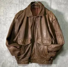 ヴィンテージ 羊革 レザー フライトジャケット 茶色 柔らかい ブルゾン
