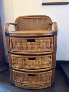 ④ラタン家具　チェスト 3段収納　バスケットラック　ナチュラル ヴィンテージ