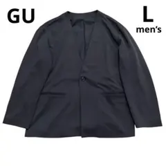 GU ノーカラージャケット　NT+E 洗える　ブラック　L メンズ