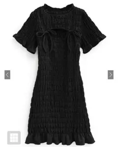 ペチコート付きリボンシャーリングミニワンピース