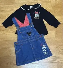 ミニー 80cm 女の子服まとめ売り デニム サロペットスカート 長袖トップス