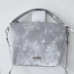 未使用✨バルコス 2way ハンドバッグ ヴェルーチェ 本革 シルバー グレーのサムネイル
