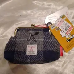 【新品未使用品】Harris Tweed スヌーピー　がま口 ポーチ　しまむらのサムネイル