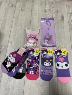 【新品】サンリオ　クロミ　Kuromi 靴下　アクリルチャーム　ミラー　セット