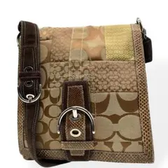 極美品　COACH コーチ ショルダーバッグ パッチワーク　ベルトデザイン