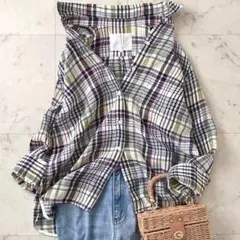 極美品✨フランク&アイリーン MARY リネンシャツ ロング丈 L相当 紺 