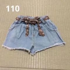 デニム ハーフパンツ 110cm リボン付き