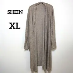SHEIN 【XL】 ベージュ ロングカーディガン シーイン 羽織り 薄手