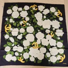 CHANEL シルクスカーフ ネイビー