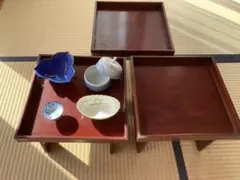 明治】時代物 木製 漆塗 会席膳 箱膳 4客セット 骨董 古道具 - メルカリ