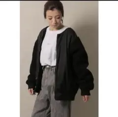 ノーカラー切り替え　リバーシブルジャケット