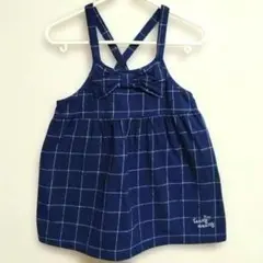 3can4on　グラフチェック　ワンピース　ジャンパースカート　ネイビー　90