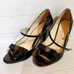 CLATHAS ブラックパンプス 40 24cm 可愛い ヒール レディース