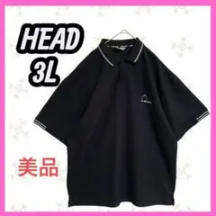 美品　[HEAD] オーバーサイズ　ポロシャツ　ブラック　半袖　3L 刺繍