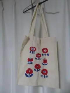 ハンドメイド 花柄 刺繍 トートバッグ