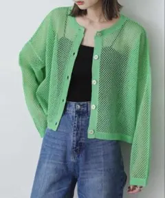 SENSE OF PLACE 2WAYメッシュショートカーディガン ドルマン