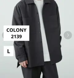 COLONY 2139◆メンズストレッチ イージーケア／ミリタリーシャツ【L】黒のサムネイル
