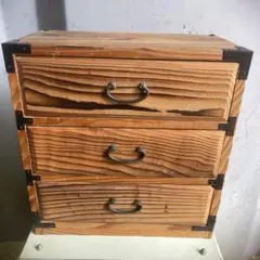 レトロ 和風 小引き出し 3段 木製 アンティーク調 飾り棚 小物収納。2-1