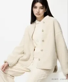 UNIQLOユニクロ ボアフリースリラックスカーディガン オフホワイト Ｍサイズ