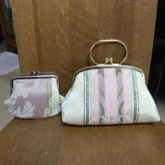 新品　花柄ストライプがま口セット