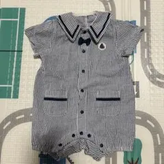 アカチャンホンポ　ストライプ　セーラー襟　ロンパース