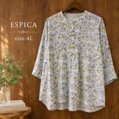 63美品　大きいサイズ ESPICA フラワー　チュニック　17号のサムネイル