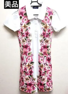 美品 キスオンザグリーン 花柄ポロワンピース 半袖 サイズ 2 ゴルフのサムネイル