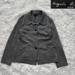 【デザインジャケット】agnisb アニエスベー　Ｔ2 ギンガムチェック　白　黒