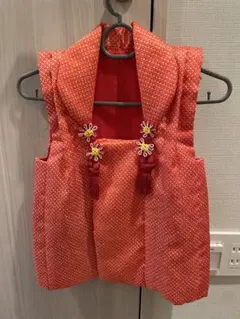 七五三 花飾り付き 赤 被布着