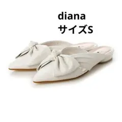 DIANA リボン付きホワイトサンダル　ミュール