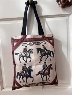 馬柄トートバッグ　乗馬　競馬　馬術