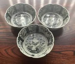 古伊万里　有田焼　染付　VOC　美品　青染付 鉢 3客セット 花鳥 陶印は底のサムネイル