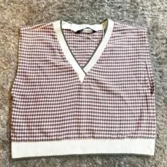 ZARA レディース チェック ベスト 春服 ピンク 白 緑 韓国 Sサイズ