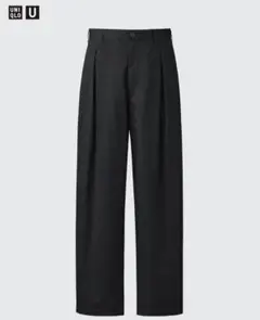 ♥美品 UNIQLO U ブラック タックワイドパンツ チノパン W82cm
