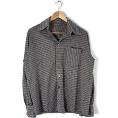 70s 80s vintage 幾何学 柄シャツ グレー系 レトロ モード