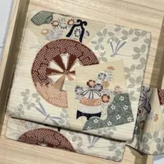 源氏車に源氏香の夏帯◇アンティーク名古屋帯 虫籠 蜻蛉 夏虫 日本刺繍