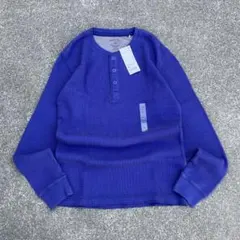 00s OLD UNIQLO ロンT ヘンリーネック サーマル パープル y2k