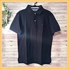 ★TOMMYHILLFIGER トミーヒルフィガー ポロシャツ 黒 Ｍサイズ★