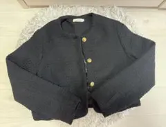 LAUIR 金ボタンツイードジャケット ブラック Sサイズ