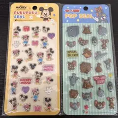 ミッキーマウス＆トムとジェリー シール2枚セット　ぷくぷくシール