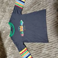 長袖カットソー 車刺繍 ストライプ袖