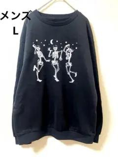 SHEIN スケルトン柄 プリント　スウェット ブラック Lサイズ　トレーナーのサムネイル