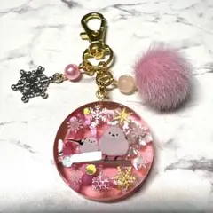6739☆ シマエナガ　キーホルダー　チャーム　レジン　ハンドメイド