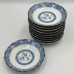 小皿 豆皿 陶器 白 青 花柄 三寸皿 10枚セット
