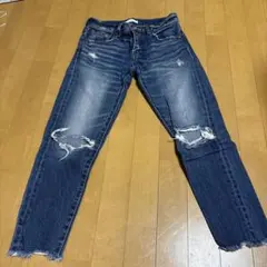 MOUSSY ダメージデニムパンツ ダークブルー