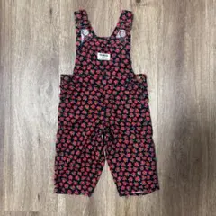 オシュコシュ oshkosh 黒　花柄オーバーオール 9m 古着